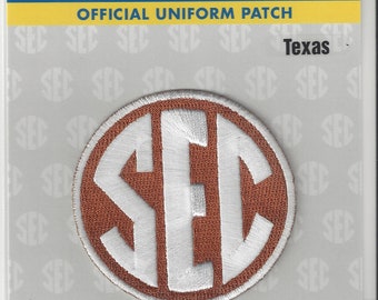 Texas Longhorns SEC Conference Jersey Patch Official NCAA Football Pkg Iron 2 1/2&quot; Round