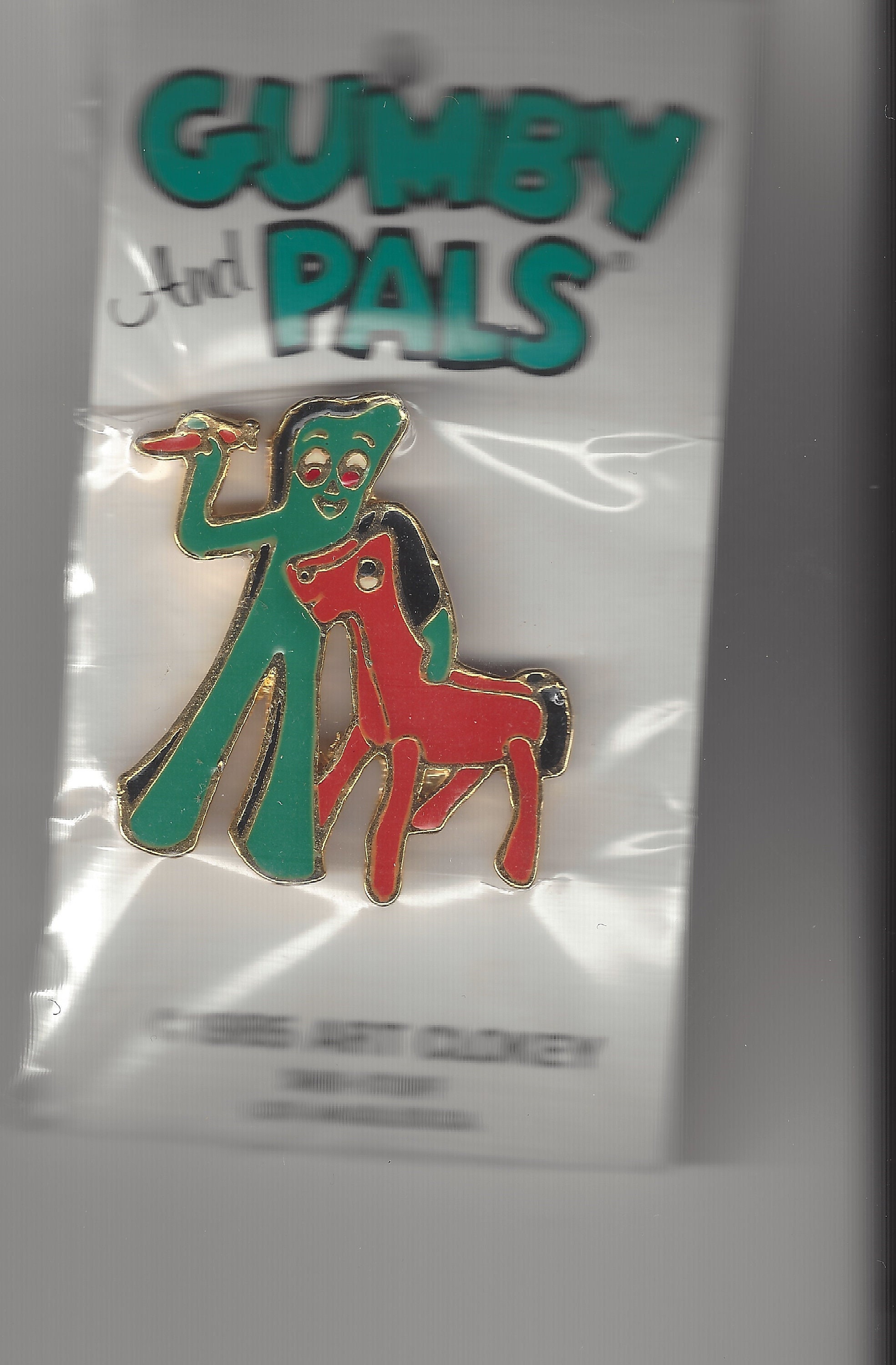 1980's Gumby & Pokey Pin with Pinback New in Pkg Use on Hats Caps Jeans Jackets Backpacks