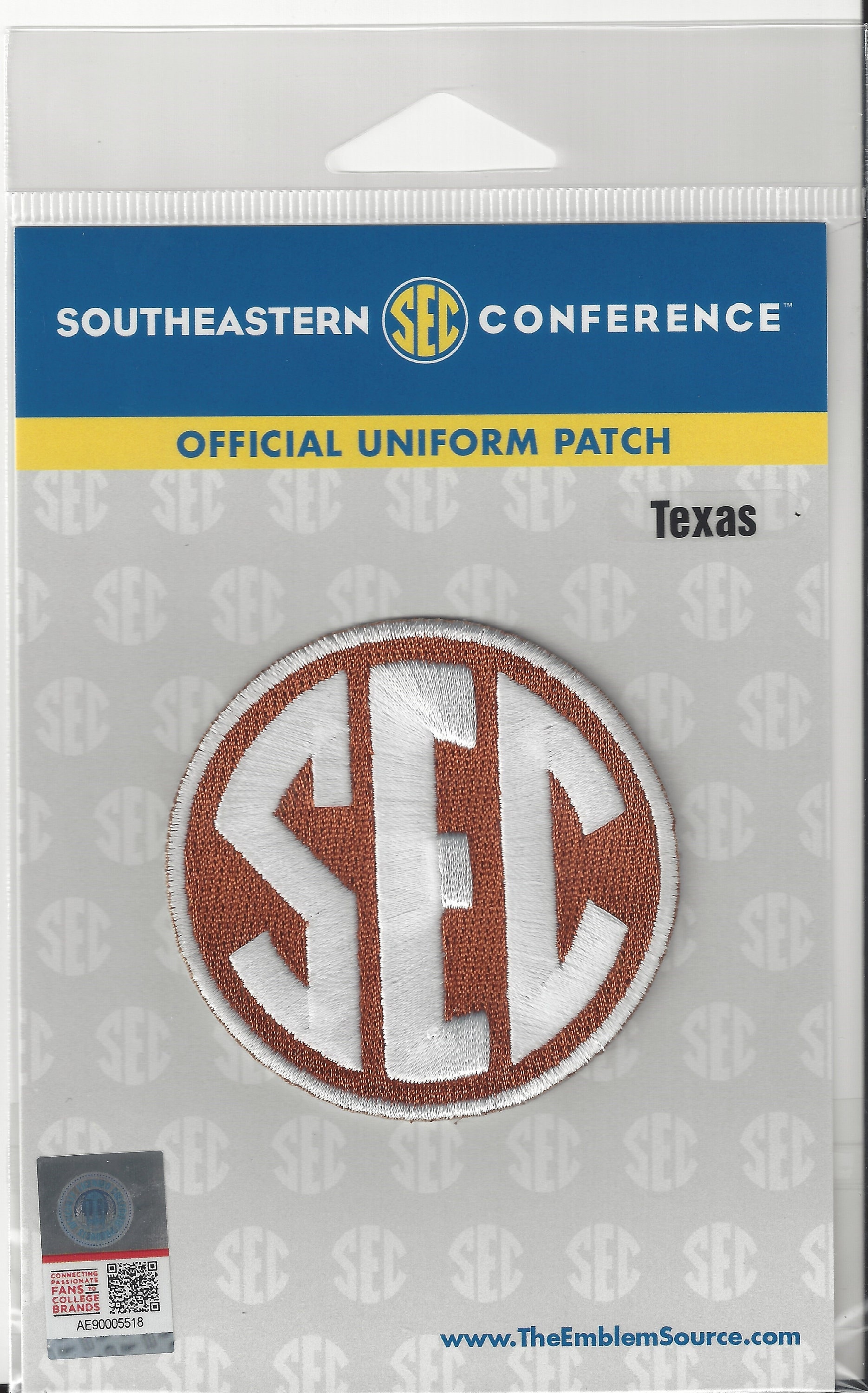 Texas Longhorns SEC Conference Jersey Patch Official NCAA Football