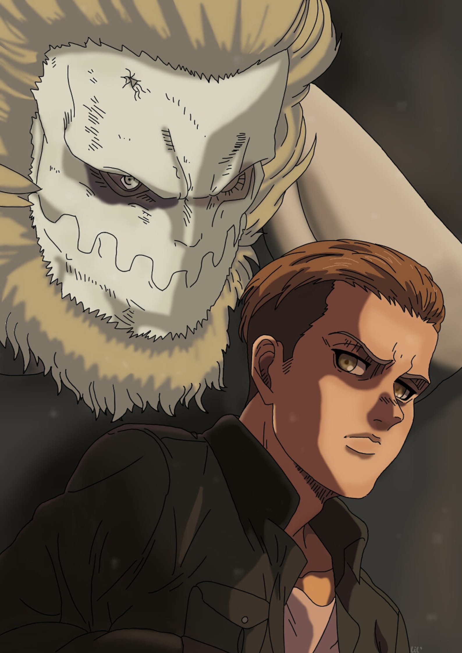 Anime art print attack on titan porco the jaw titan etsy