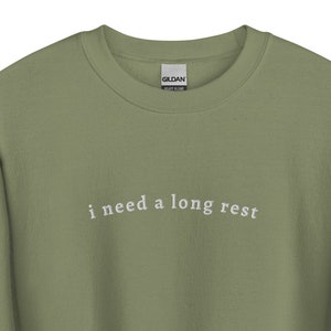 Minimalist Subtle DnD Embroidered Crewneck Sweatshirt | I Need A Long Rest | DnD clothing | Gift for DM