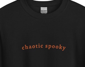 Chaotic Spooky Embroidered DnD Sweatshirt | Halloween | Spooky Season | TTRPG | Minimalist DnD