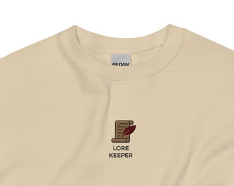 Lore Keeper Embroidered Crewneck | Minimalist DnD | TTRPG Note Taker | Gift for DnD
