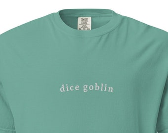 Dice Goblin Tee | Embroidered DnD | Gift for DM | Dice collector | D20 | TTRPG player