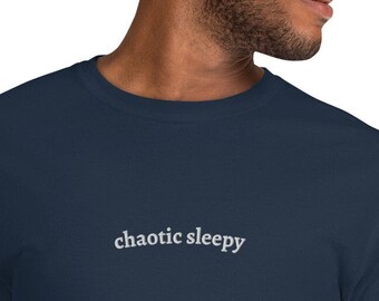 Chaotic Sleepy | Long Sleeve Embroidered Funny Alignment Chart Tee | DnD Humor | Minimalist