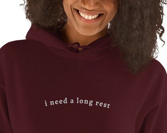 Funny DnD Hoodie: I Need A Long Rest, Minimalist Gift