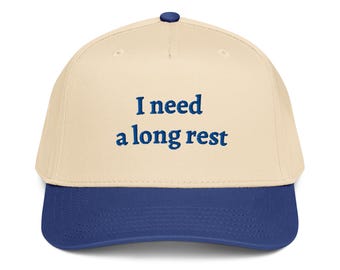 Embroidered DnD Hat | I Need A Long Rest, Two-Tone Baseball Cap