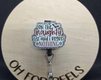 Naughty List Acrylic Badge Reel