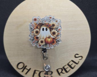 Glam  Ghost Acrylic Badge Reel
