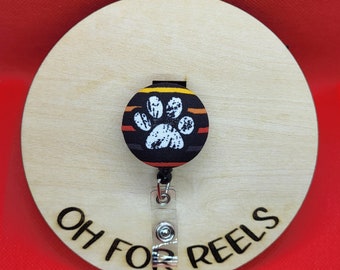 Dog paw badge reel