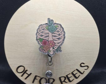 Pretty Rib Cage Acrylic Badge Reel