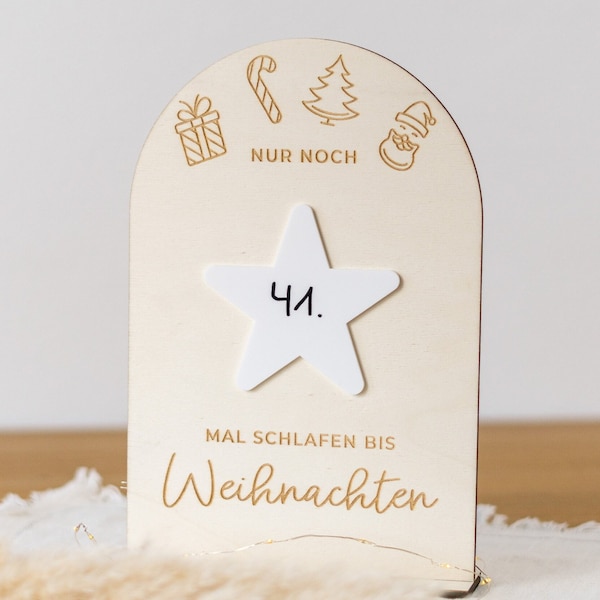 Christmas Countdown zum Zählen der Tage bis Weihnachten als DIY-Weihnachtsdeko aus Holz mit Standfuß zum selber Beschriften | COUNTDOWN01