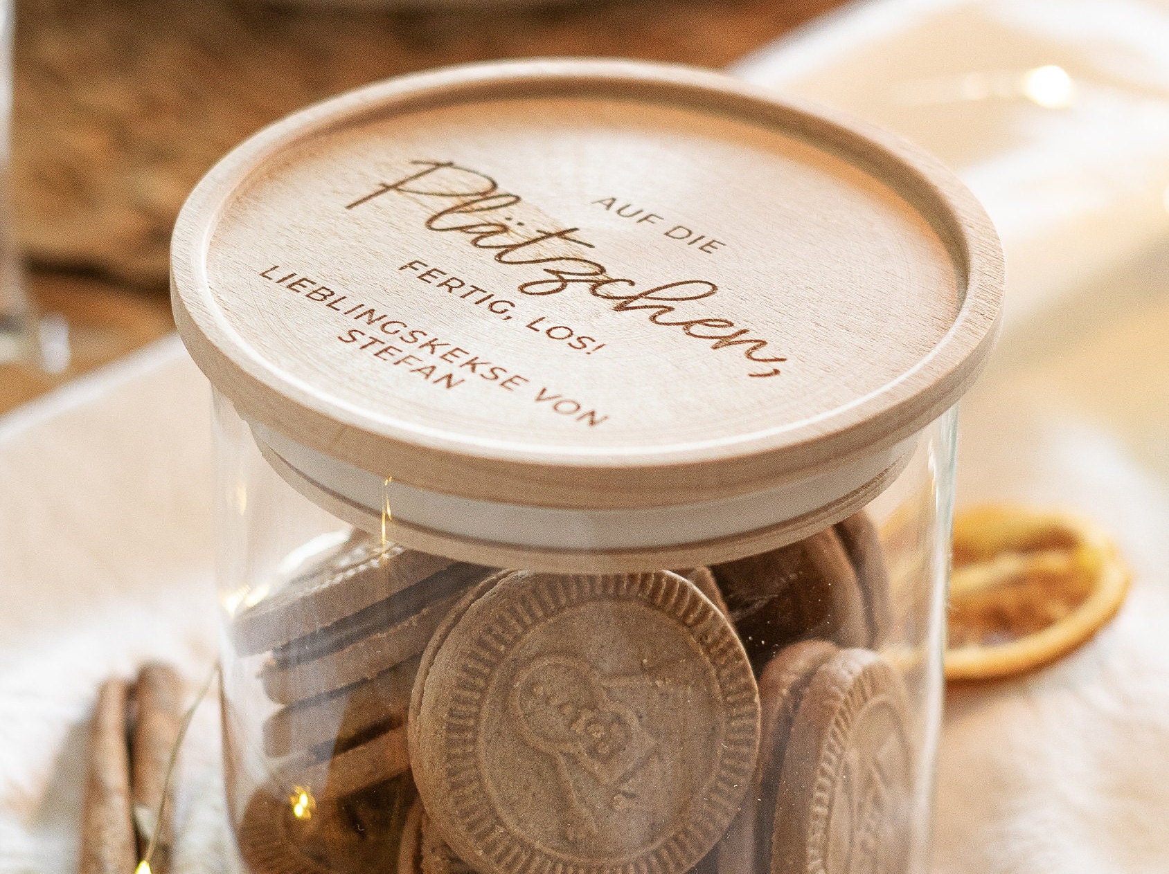 Keksdose personalisiert mit Namen und Holzdeckel als Geschenk Etsy.de