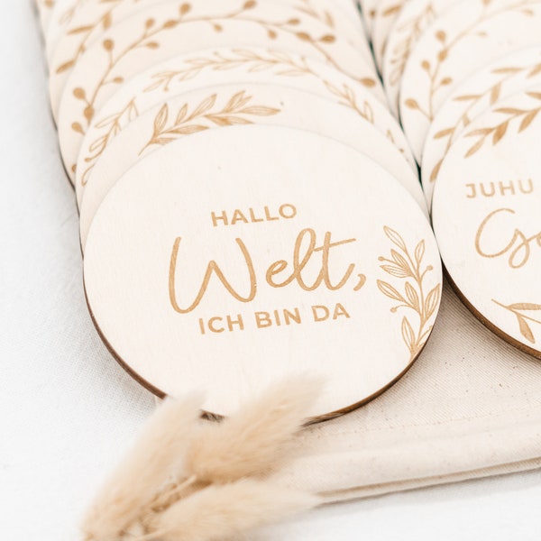 Meilensteinkarten Baby "Mein erstes Jahr" aus Holz | 16er Set FLORAL