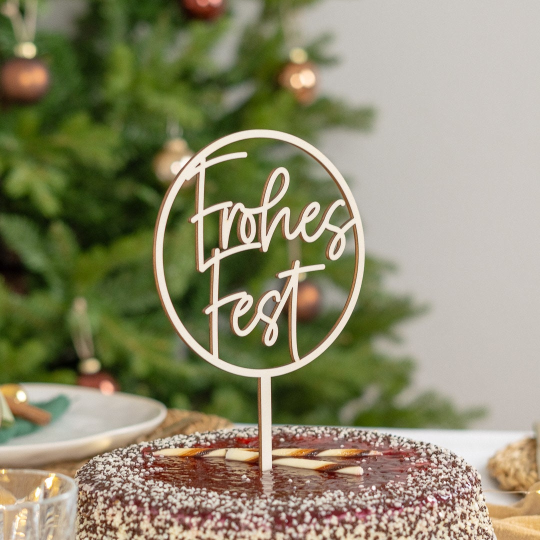 Cake Topper zu Weihnachten aus Holz Frohes Fest Etsy.de