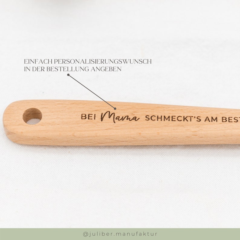 Kochlöffel personalisiert, Küchenhelfer aus Holz, Geschenk Mama, Geschenkidee Oma SCHMECKT'S Bild 5