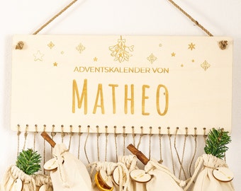 Adventskalender "Mistelzweig" personalisierbar | DIY Adventskalender aus Holz | Adventskalender zum Befüllen