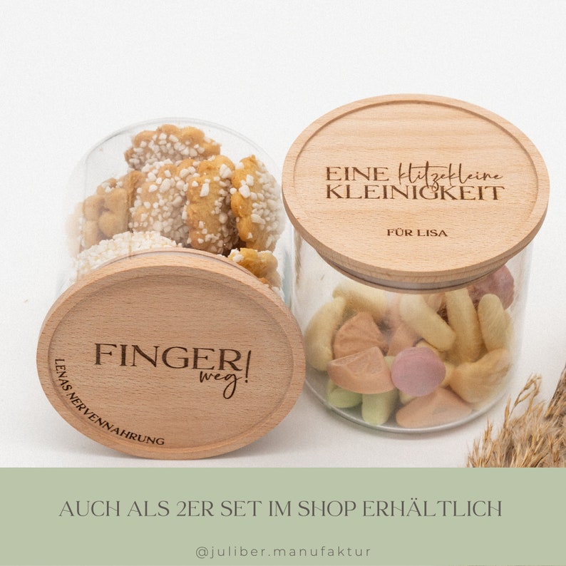 Süßigkeitenglas personalisiert mit Namen, Keksdose aus Glas, Geschenk Freundin KLEINIGKEIT in versch. Größen Bild 9