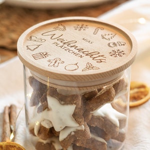 Cookie jar personalized with name and wooden lid as a gift for Christmas | CHRISTMAS COOKIES