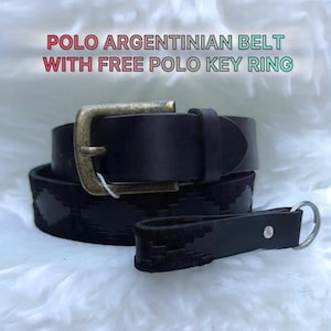 Cinto polo de couro argentino bordado à mão