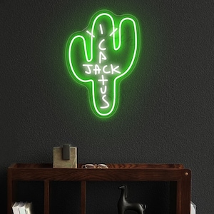 Cactus Jack Neon Sign/Records Music Neon Light/ Led Personalized Light for Bedroom Wall Hangings Party Decor/ Happy Birthday Gift
