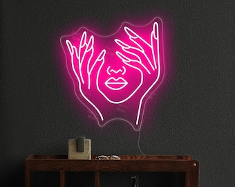 Hold Face Neon Sign，Custom Flex Neon Led For Home Wall Decor Personalized LED neon light，Abstract girl Face Neon light
