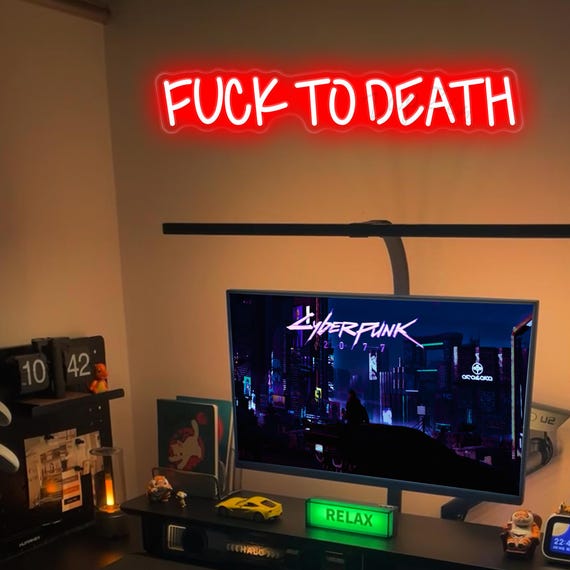 Personalized Fuck to Death Neon Sign, Custom Cyberpink Sign ,gamer