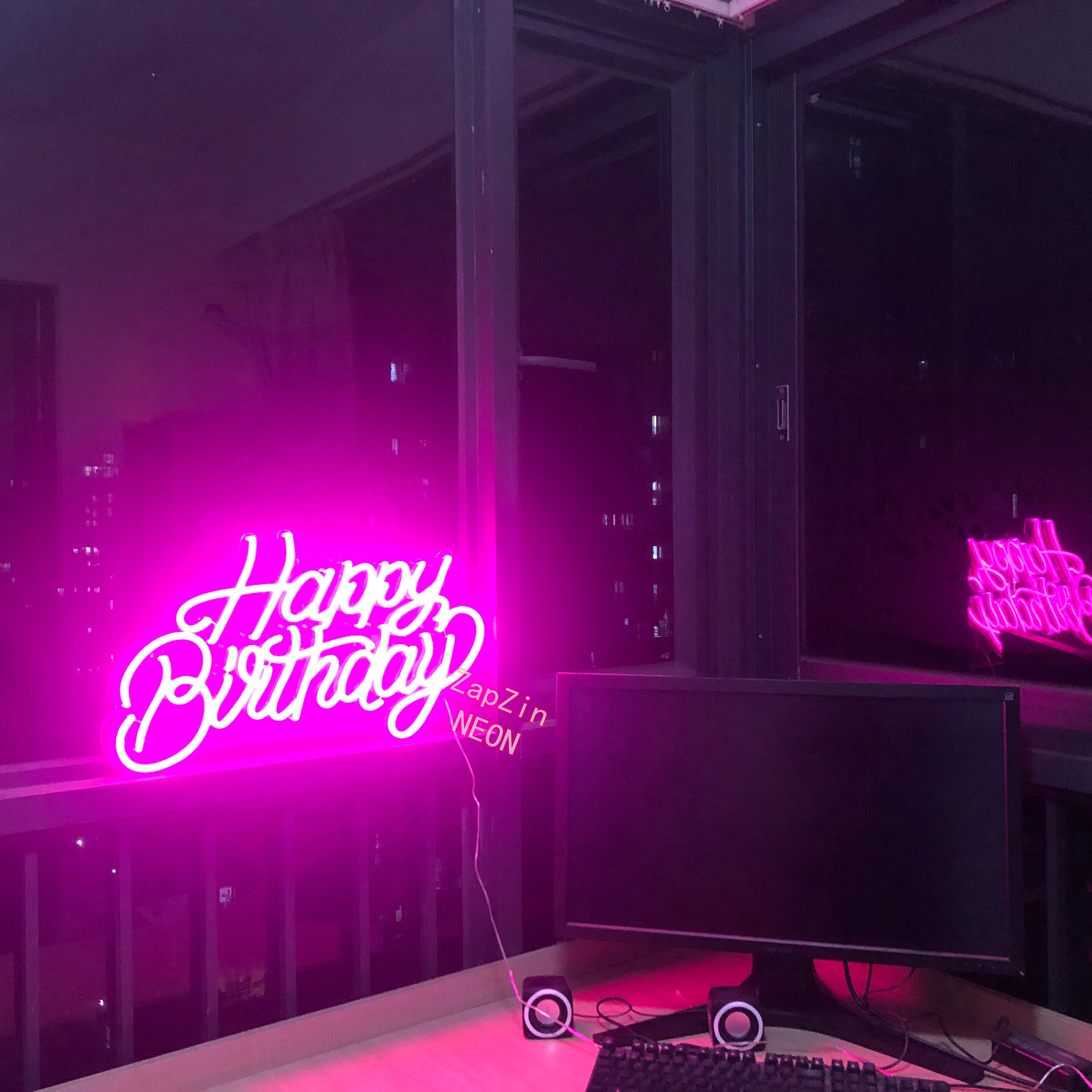 Happy Birthday Neon Sign Happy Birthday Banner Custom Neon Etsy