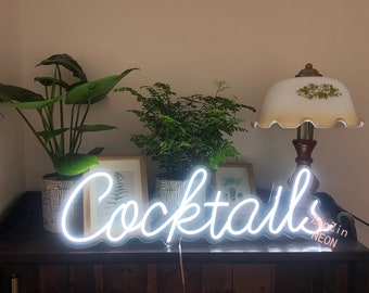 Cocktails Neon Lights, Cocktail Bar Sign, Restaurant Sign Coconut Tree Home Pub Bar Wall Decoration Beer Led Neon Sign,Personalized gifts