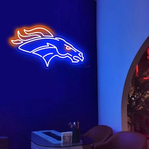 Sport Fußball Neonlicht Denver Broncos Leuchtreklame Mann Höhle personalisiertes Geschenk für ihn Vatertagsgeschenk American Football Fan Geschenke