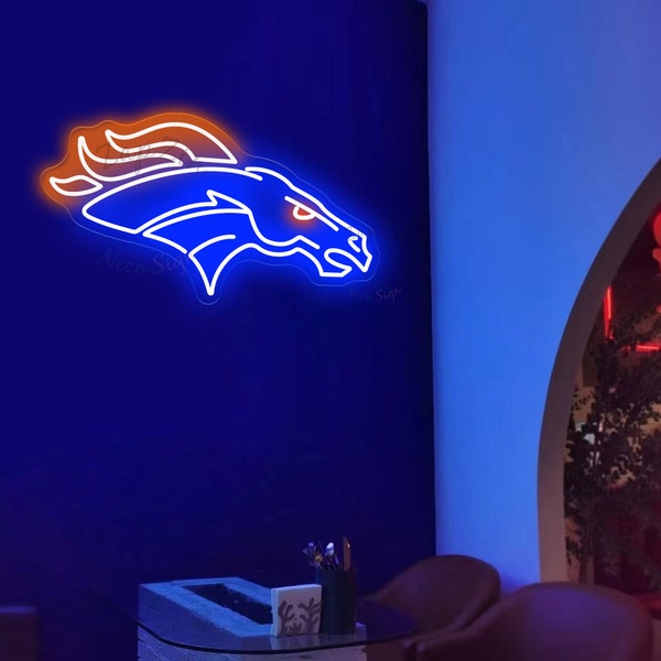 Sports Football NeonLicht Denver Broncos Neon Sign Mann Höhle personalisiertes Geschenk für Ihn Vatertagsgeschenk American Football Fan Geschenke