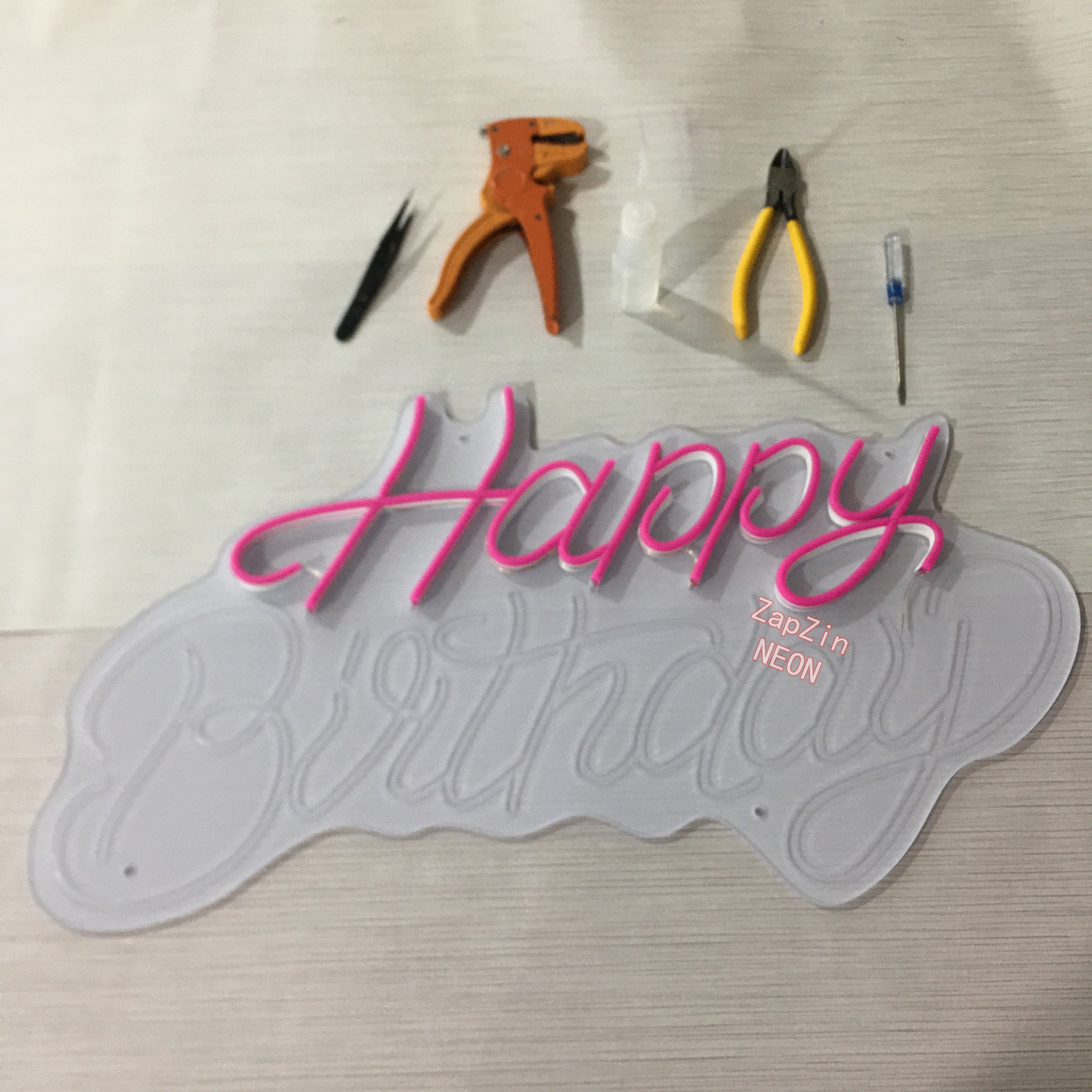 Happy Birthday Neon Sign Happy Birthday Banner Custom Neon Etsy