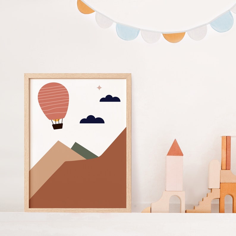 Printable Nursery Wall Art of a Pink Hot Air Balloon Nursery - Etsy
