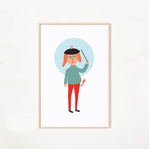 Musician Composer Dog Wall Print, Digital Download, Girl Room Decor, Print for Girl Bedroom, Nursery decor, Wall Print Kids Bedroom decor