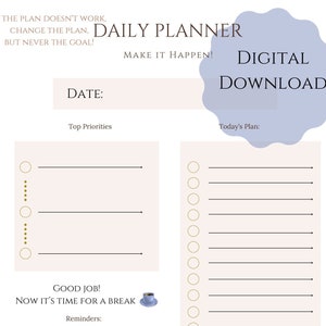 vertical daily planner l rose gold l printable daily page l etsy