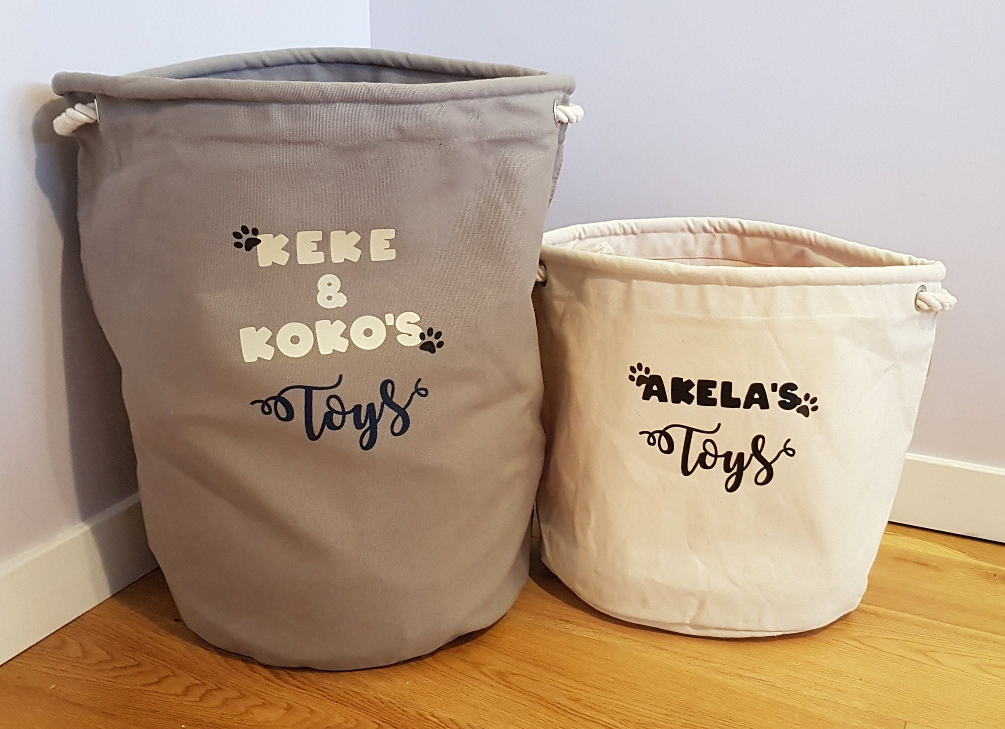 Strong Canvas Dog Toy Basket for Storage of Toys. Perfect Etsy UK