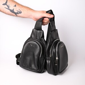 leather one strap backpack