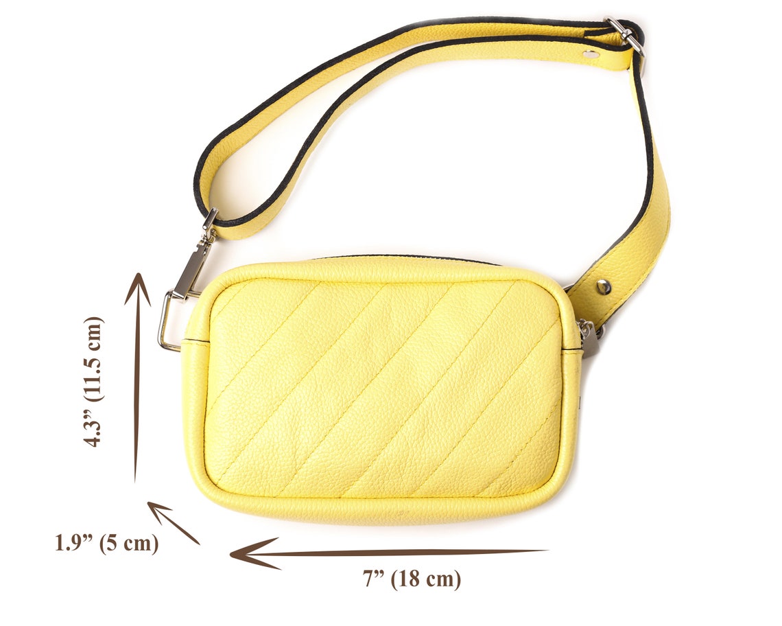 Small Leather Yellow Fanny Pack Etsy