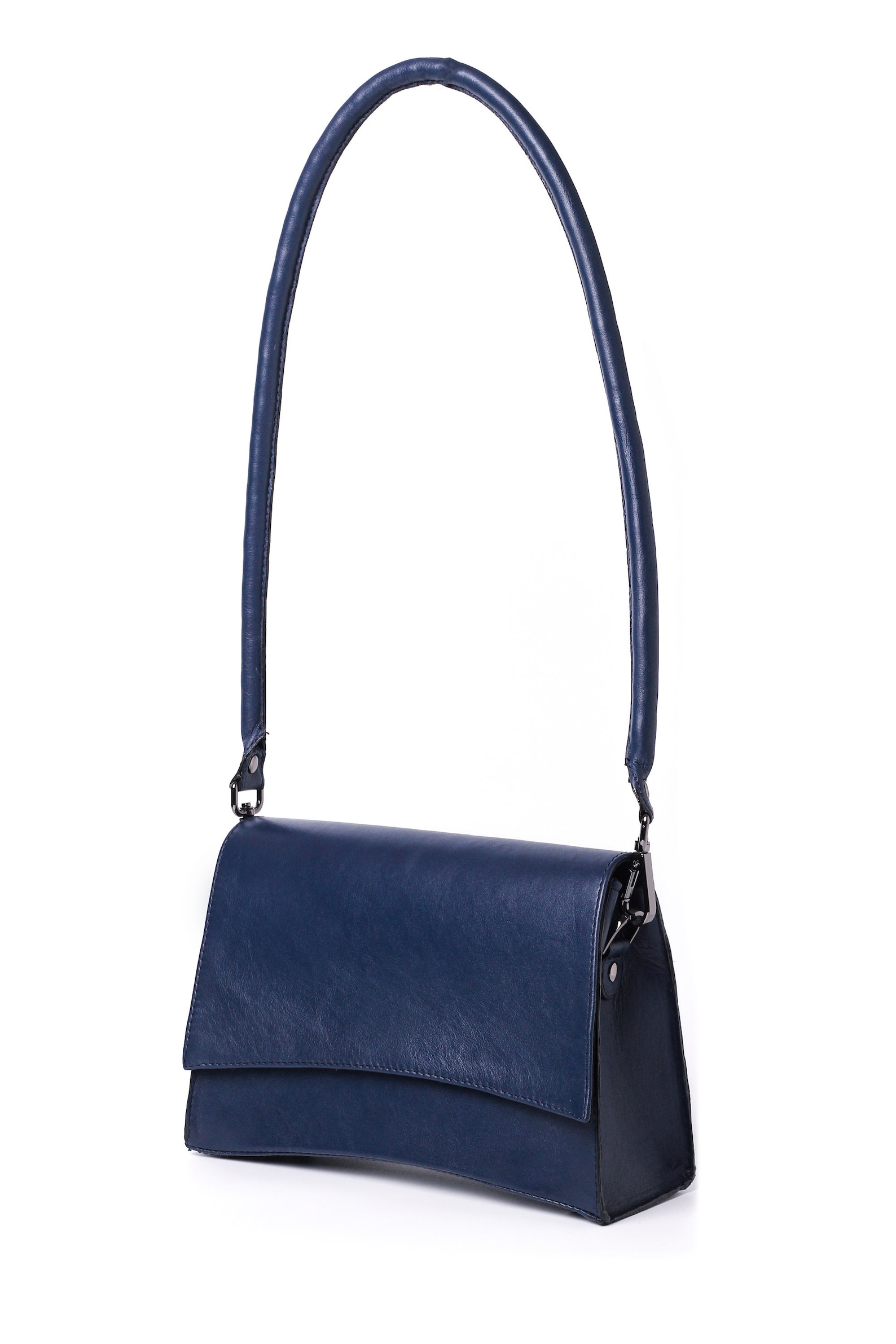 Blue Shoulder Bag Dark Blue Small Leather Handbag Women Bag Etsy UK