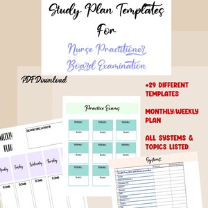 Digital Study Plan Templates For Nurse Practitioner Board Examination