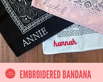 Personalized Embroidered Bandana | Custom handkerchief | Bachelorette Gift | Party Favor