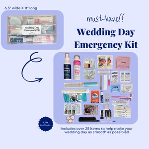 Wedding Bride and Bridesmaid Getting Ready Emergency Kit including candle  and champagne snacks