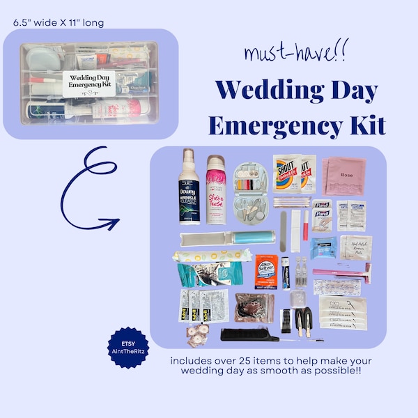 Must Have Wedding Day Emergency Kit | Bridal Gift | Bridesmaid Gift