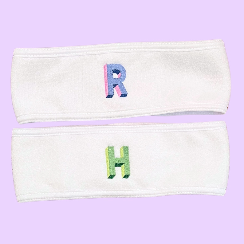 Block Letter Embroidered Spa Headband | Personalized Terry Cloth Face ...