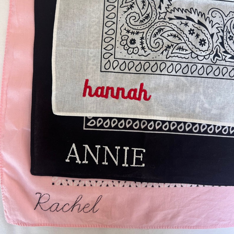 Personalized Embroidered Bandana Custom handkerchief Bachelorette Gift Party Favor image 7