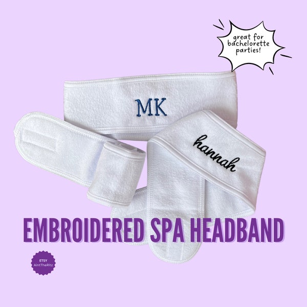 Embroidered Spa Headband | Personalized Terry Cloth Face Wash Wrap | Bridesmaid Gift