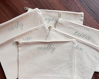 Personalized Embroidered Canvas Pouch | Bridesmaids Proposal | Bachelorette Gift | Party Favor | Bridesmaid Gift |  Toiletry Bag