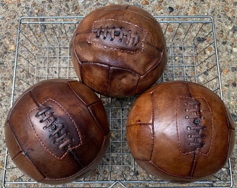 Oh! Donc! Sportif! Ballon de football en cuir de vache, reproduction vintage Antique des années 1920, marron noyer