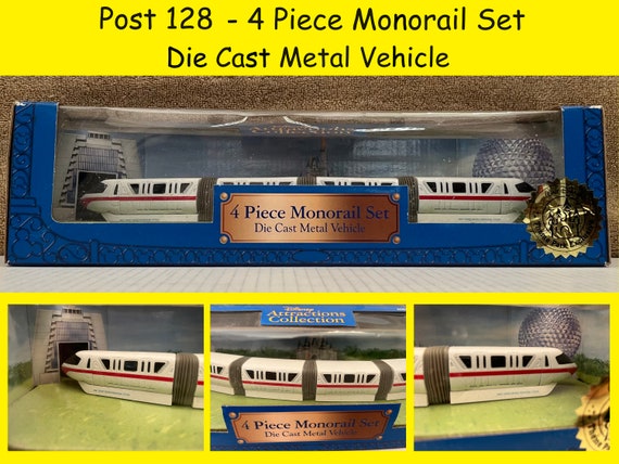 Vintage Walt Disney World 4 Piece Monorail Die Cast Metal