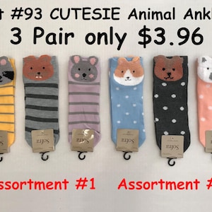 Anklets, CUTESIE Animal Patterns, 3 Pairs (Post #93)